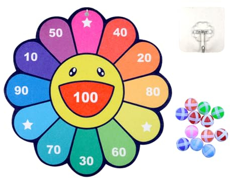 Lolileo Dartscheibe für Kinder, Kinderspielzeug,Drinnen Und Draußen Hängende Dart Wurf Spiel Set, Gartenspiel, Kindergeburtsgeschenk, Passend für 3-Jährige Jungen Und Mädchen+ (Regenbogen)
