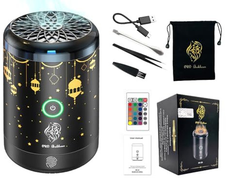 Anlising Brûleur D'encens Électrique Portable, Mini Bruleur Encens Electrique, Brûleur Encens Portable, Portable Brûleur D'encens Électrique Bakhoor,USB Rechargeable,Voyage,Bureau,pour la Maison(Noir)