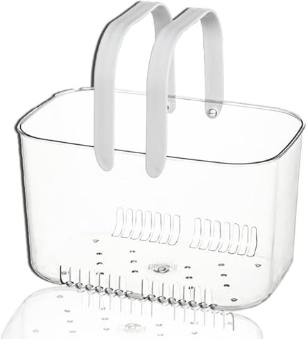 Cestino per doccia Simpatico stile minimalista Cestino portaoggetti per doccia trasparente per bagno portatile di grande capacità, impermeabile, design cavo, adatto per i bagni
