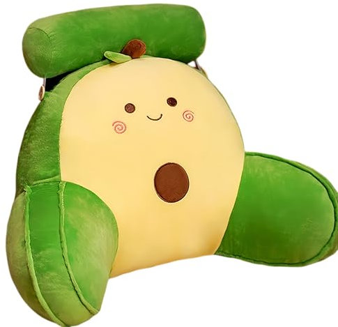 HSTWODE Rückenkissen mit Nackenrolle,Lesekissen für Bett und Sofa,Memory Foam,Cartoon Pillow Rücken Sitzkissen Für Bett,Ideal Rückenstütze für Lesen, Arbeiten und Spielen (Grüne Avocado, XL)