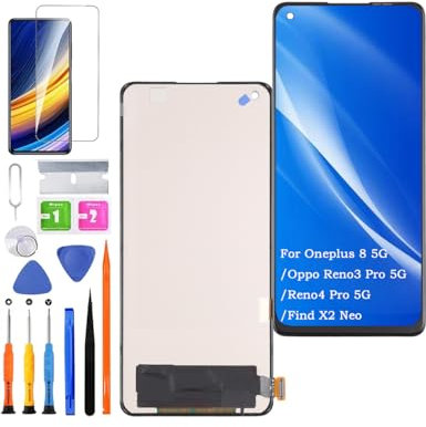 HLYGZX Pantalla de repuesto para Oppo Reno4 Pro 5G / Find X2 Neo LCD TFT, para Oneplus 8 5G Display Touch Digitizer Assembly Kit de piezas de reparación (sin huellas dactilares, no pantalla curvada)