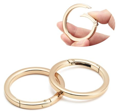 QIUTIMIY 4 Stück Rund Karabinerring O-Ring,Metall Runde Federspaltringe für Handtaschen, Schlüsselanhängern, Schnallen, Taschen, Geldbörsen(Gold,25mm)