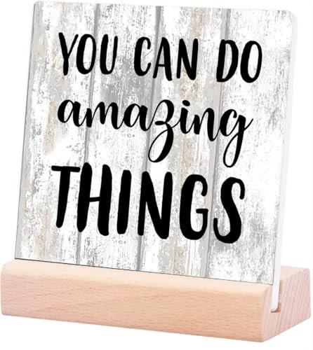You Can Do Amazing Things Blank Wooden Desk Name Plates Tree Of Life Wooden Wall Plaque Wooden Name Signs For Table No Fading Beautiful Animal For Sweet Sentiments 4X4 Inch