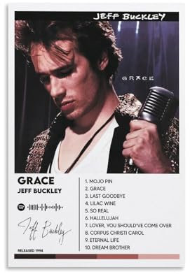 Jeff Poster Buckley Album Grace Poster, Leinwand, farbecht, Wandkunst, dekoratives Gemälde für Wohnzimmer, Schlafzimmer, Heimdekoration, 30 x 45 cm, ungerahmter Stil