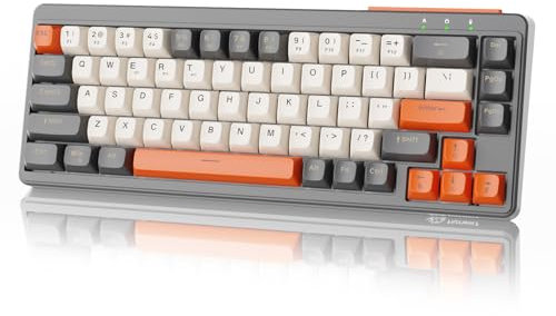 ZIYOU LANG×FREEWOLF M68 TKL Wireless Gaming Keyboard, 3-Mode Compact Membrane Keyboard 2.4Ghz/BT5.1/USB-C,Rainbow Backlit,67 Keys QWERTY Layout, Spherica Keycaps, Rechargeable 2000 mAh - Shimmer