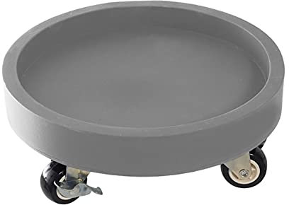 Jardinière ronde mobile avec roulettes et plateau roulant pour plantes d'intérieur et d'extérieur Gris 30 cm