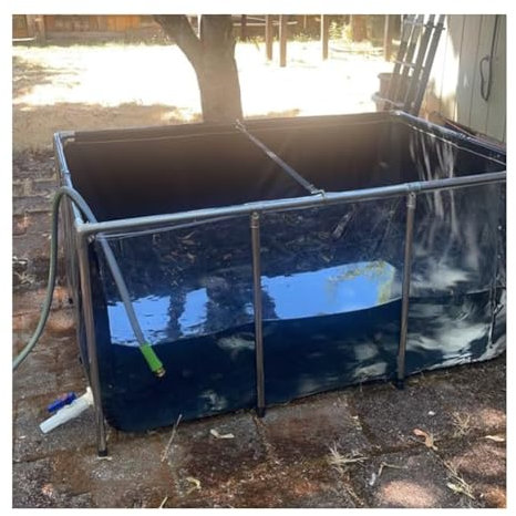 Aquarium-Fischteich aus PVC, groß, mit Stahlrahmen und transparentem Sichtfenster, leicht montierbar, für Haustiere, Größe 150 x 100 x 71 cm, Blau