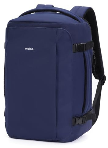ECOHUB Mochila Viaje Cabina Avion 40x20x25, 20L para Ryanair Equipaje de Mano con Compartimento para Portátil de 14'', Travel Backpack Resistente al Agua para Mujer Hombre