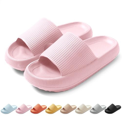 HEOAARG Badelatschen Herren Damen Original Badeschuhe Wolke Badeschlappen Rutschfest Schlappen Wolkenschuhe Weich Cozislides Slippers Flip Flops Innen & Außen，Rosa，36-37 EU