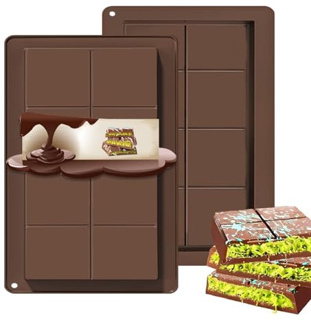 Molde de Silicona Chocolate 2 Piezas,Molde de Silicona para Chocolate Dubai,Molde Silicona Tableta de Chocolate,Molde Turron Silicona Molde,para Caramelo de Praliné de Chocolate