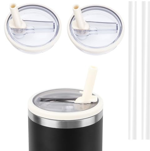 2pcs Couvercles à Paille Flip Étanches, Compatibles avec les Gobelets de 40oz, Résistants aux Éclaboussures et Réutilisables, Faciles à Nettoyer, Robustes et Durables.(Blanc Ivoire)