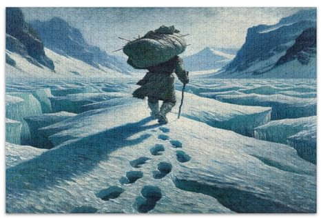 Snowy Mountain Trek White Puzzle Jigsaw, Puzzle 500 Teile Erwachsene, mit Buchstaben auf Rückseite, 1000 Teile Puzzle für Erwachsene