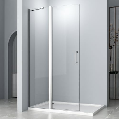 Duschabtrennung Walk in 120x185cm Duschabtrennung Walk-IN Duschwand Pendeltür mit Festteil 6mm NANO Sicherheitsglas Glas