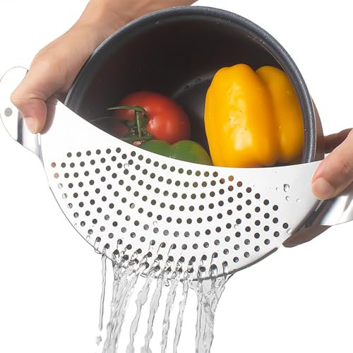 SkyJoy®scolapasta acciaio inox. Colino per maccheroni in acciaio inox per scolare i maccheroni da pentole e padelle fino a 26 cm di diametro. per maccheroni, patate e verdure