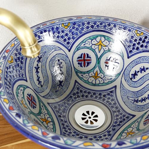 Round Ceramic Countertop Sink for Bathroom and Guest Toilet, Built-in Sink without Tap Hole and Without Overflow / Washbasin