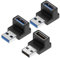 Yewseas 3 PCS Adaptador USB 90 Grados Conector USB 3.1, Macho a Hembra, Velocidad de Transferencia de 10Gbps, 5V, 3A, Compatible con PC, Laptop, Teléfonos y Tabletas