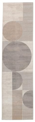 RugVista Deco Teppich, 100 x 400 cm, Beige/Grau | Moderne, Rechteckig, Mittlerer Stapel, Nur chemische Reinigung, Oeko-Tex 100