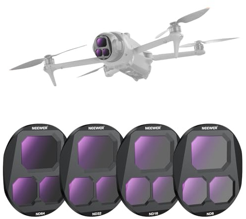 NEEWER 4er Pack ND Filter Set kompatibel mit DJI Mavic 4 Pro | ND8/ND16/ND32/ND64, aufschraubbarer Graufilter aus mehrfachvergütetem optischem Glas für Drohnenkameras, Aufbewahrungsetui