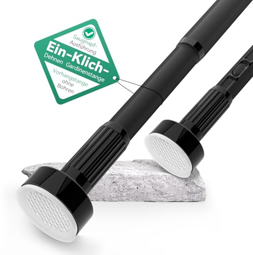 VECTO Vorhangstange ohne Bohren 250-340cm Teleskopstange Ø32mm Schwarz | Gardinenstange Ohne Bohren Ausziehbar Einfache Installation für Duschvorhangstange, Kleiderstange, Vorhangstange，Raumteiler