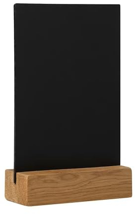 Pack of 4 Deflecto Double-Sided Table Chalkboard Sign, Freestanding Mini Display for Cafés, Weddings, Parties, Menus, Event Labels, Tabletop Message Board for Home or Business - Oak A5