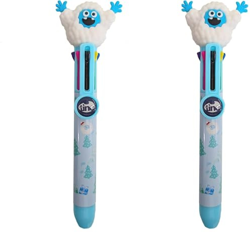 Tinc Festive Yeti Multicolour Retractable Ballpoint Pen 6-in-1 Colour Ballpoint Pen for School, Office, Home | Yeti Character (MLCKYETI) (Pack of 2)