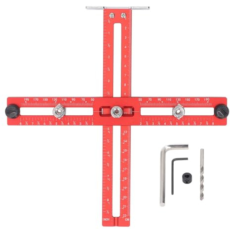 Cabinet Hardware Jig Tool, Aluminum Alloy Adjustable Handle Template for Shaker Drawers, Punch Locator Drill Guide with Clear Scale and Accurate Notch Ruler, Ideal for Woodworking
