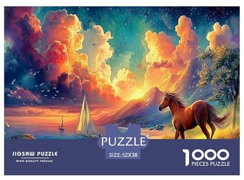 Pferd1000Teile Schwierigesgroßes Puzzle Wildtiere Für Erwachsene Und Kinder Ab 14 Jahren Familienspiele Herausforderndes Moderne Porträts52x38cm/1000pcs