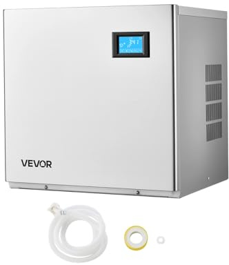 VEVOR Macchina per Ghiaccio Commerciale Capacità max. di Produzione 163 kg/giorno, Macchina di Ghiaccio Commerciale in Acciaio Inox Potenza 700W Funzione Autopulente Vassoio per Cubetti di Ghiacci