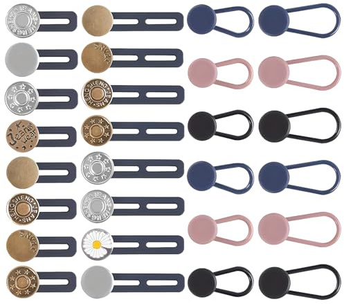 28 Stück Knopfverlängerung für Hosen, Hosenbunderweiterung, Hosenknopf Verlängerung, Kein Nähen Erforderlich, Geeignet für Hosen, Röcke und Hemden, Geeignet für Schwangere, Unisex