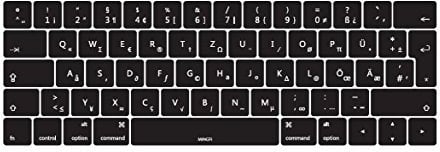 MiNGFi Silikon Deutsche QWERTZ Tastaturschutz für MacBook Pro 13 A1706/A1989/A2159 (2016–2020), Pro 15 A1707/A1990 (2016–2019) EU/ISO Tastaturlayout - Schwarz