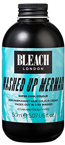 Bleach London Washed Up Mermaid Color - Bright Turquoise Haarfarbe - Vegan & PETA-zugelassener semi-permanenter Direktfarbstoff - 150 ml