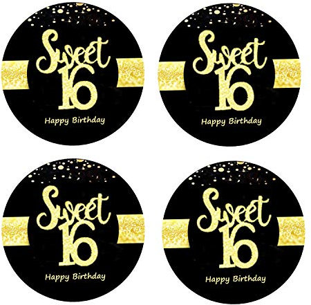 Sumerk 48 Stück Cheers to 16 Sticker große Flaschenaufkleber zum 16. Geburtstag Karten Versiegelungen 5 cm Runde Happy Birthday Party Favors Sticker