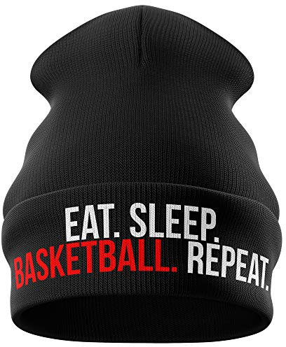 Basketball-Geschenk, Eat Sleep Basketball Repeat Funny Beanie – Neuheit Geschenke für Jungen und Herren Gr. Einheitsgröße, Schwarz