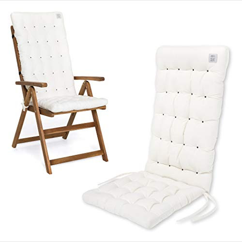HAVE A SEAT Luxury | Gartenstuhlauflage Hochlehner (1 St.) - Bequeme Sitzauflage - orthopädisch, wetterfest, waschbar bis 95° C, Trockner geeignet - Made in Germany (1 Stück - 120x48 cm, Weiß)