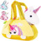 BRUBAKER Einhorn Tasche Regenbogen - 20 cm - Plüschtier in Handtasche - Plüsch Stofftier Kuscheltier - Gelb