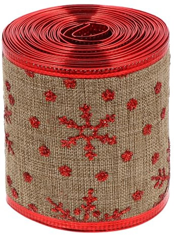 Milisten 5 Yards Weihnachten Verdrahtetes Sackleinen Band - Vintage Leinenband für Geschenkverpackung und Weihnachtsdekoration 6Cm