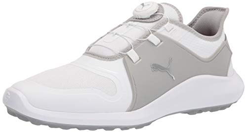 PUMA Herren Ignite Fasten8 Disc Golfschuhe, White Silver High Rise, 44.5 EU