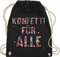 Turnbeutel Rucksack - Karneval & Fasching - Taschen - Konfetti für Alle I - Unisize - Schwarz - beutel köln karnevalsbeutel faschings karnevalsmotiv stoffbeutel kamelle tasche karnevalstasche