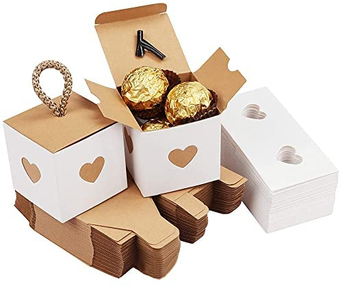 50Pcs Kraftpapier Candy Box, Kraftpapier Boxen Gebäck, Kraftpapier Boxen, Kraftpapier Geschenkbox, Kraftpapierbox Mit Braunem, Für Geschenkverpackunge (weiße)