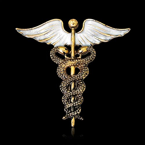 HCMA Vintage Caduceus Pin medizinischer Schmuck Geschenk für Arzt Krankenschwester Medizinstudent Stab von Asklepios Notfallbrosche