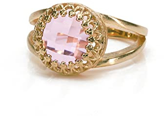 ANEMONE JEWELRY 14K Rose Gold-Ring - 10mm Rosen Quartz-Ring für Monate, Jubiläen und Andere Romantische Anlässe - Atemberaubender Freundschaftsring-Schmuck - Handgefertigt