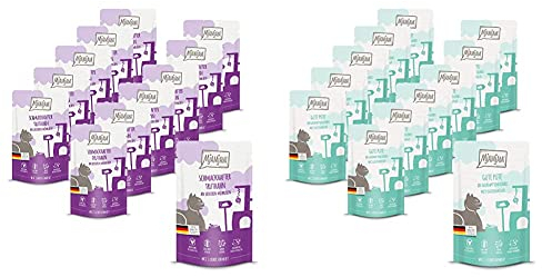 MjAMjAM Quetschie - schmackhafter Truthahn an leckeren Möhrchen 12 x 125 g(1 x 1.5 kilograms) & Premium Nassfutter für Katzen - Quetschie - Gute Pute an gedämpftem Kürbis, 12er Pack (12 x 125 g)