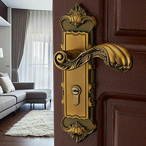 kangten Alliage de zinc Serrure de porte de salon Poignée de porte Serrure de porte Poignée de sécurité Poignée de porte intérieure Poignée de porte intérieure Poignée de porte Poignée de porte Jaune