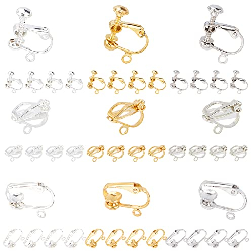 SUNNYCLUE 1 Box 36 Stück 9 Stil Clip On Ohrringzubehör Anpassung Messingschraube Clip Ohrring Konverter Clip On Ohrringzubehör Komponenten Für Die DIY Ohrring Schmuckherstellung