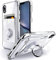 SHIELDS UP Designed for iPhone XR Case, iPhone XR Minimalist Wallet Case with Ring Kickstand and Card Holder, Transparent Slim Shockproof TPU Bumper Cover for iPhone XR - Clear