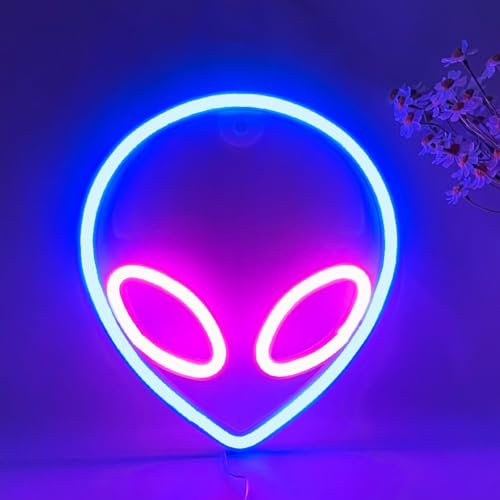 Alien Sign,LED Außerirdischer Neonlicht Geeignet für Schlafzimmer,Weihnachtsbar,Party,Hochzeit, Feiertag,Halloween Light Sign Außerirdischer USB or Battery Powered Alien Neonlicht