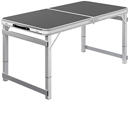 JIwqDY Gartentisch Klappbar Aluminium Campingtisch mit Griff Beistelltisch Höhenverstellbar Esstisch für Picknick, BBQ, Party, Strand (Color : Grey, Size : 120x60x75cm)