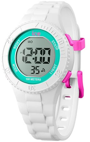 ICE-WATCH - Ice Digit White Turquoise - Montre Blanche Fille avec Bracelet en Plastique - 021270 (Small)