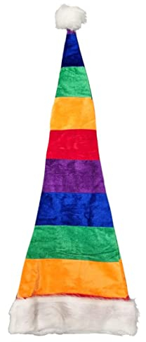 Ciffre Große XXL Lange Weihnachtsmütze Nikolausmütze Rainbow Bunt Santa Mütze Nikolaus A1