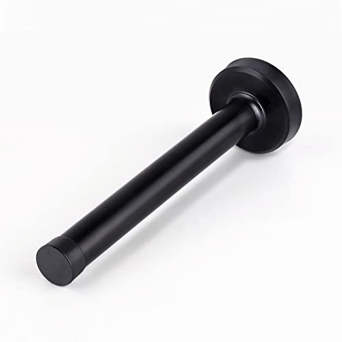 Door Stops, 5 Inch Long Door Stopper, Wall Mount, Heavy Duty Solid Black Doorstop Brushed Stainless Steel with Soft Rubber Bumper Tips